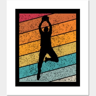 Basketball Slam Dunk Outdoor Sports Retro Sunset Design Posters and Art